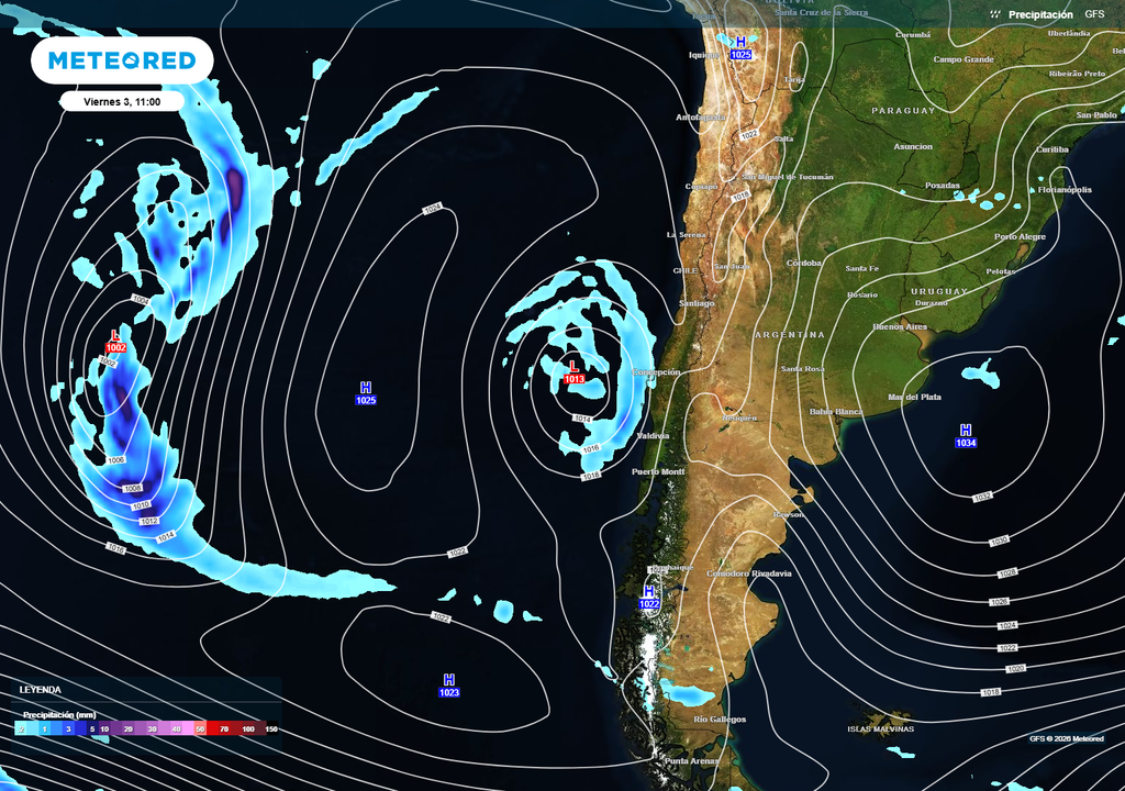 Baja segregada y ciclón extratropical llevarán lluvias hacia la zona central de Chile. Esperamos chubascos con opciones de granizadas y tormentas eléctricas.