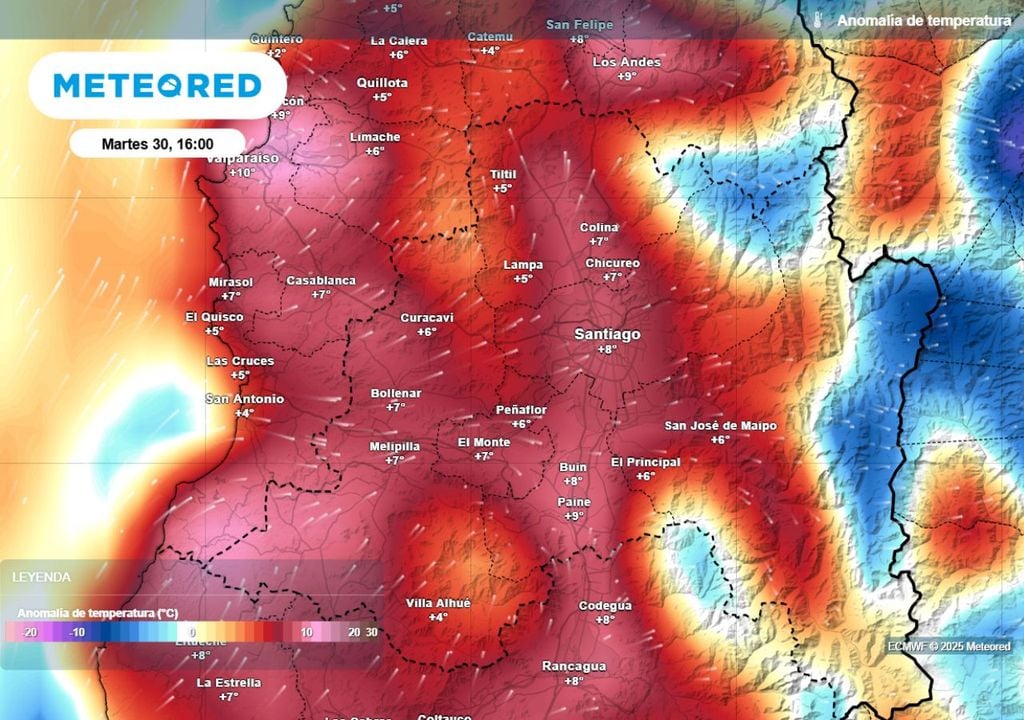mapa de anomalía de temperaturas