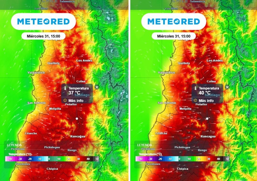 mapa de temperatura ECMWF / GFS