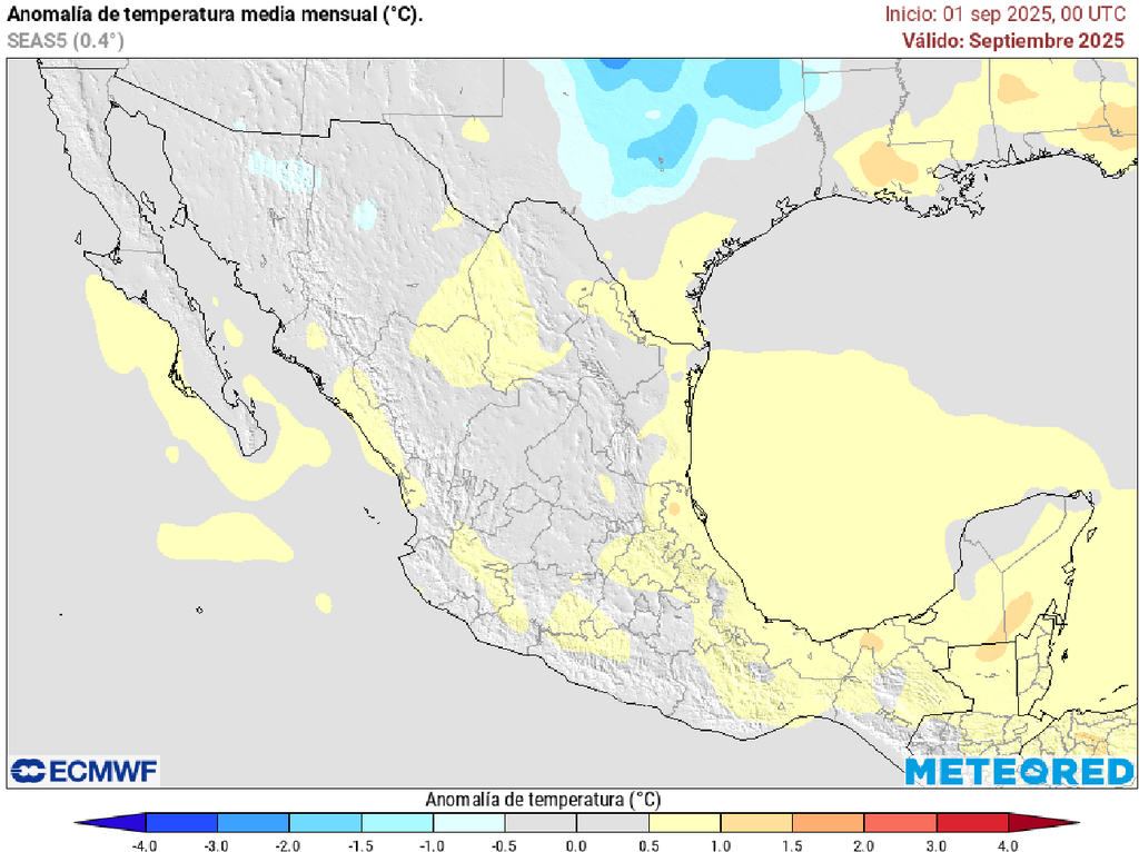 Anomalía de temperaturas en grados Celsius