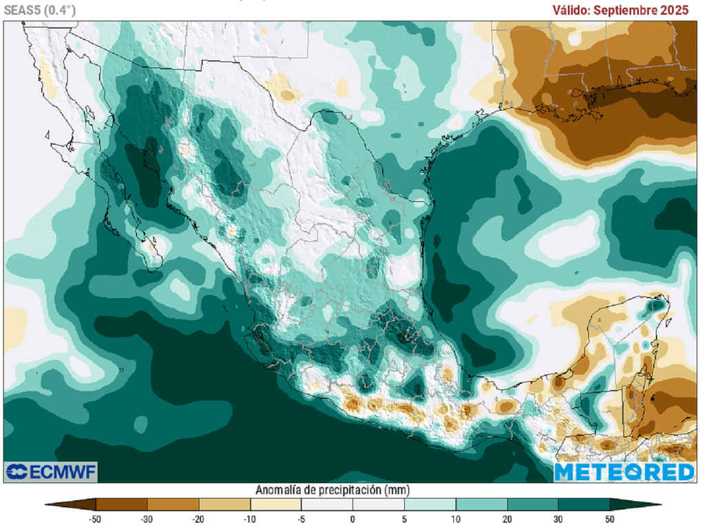 Anomalía de precipitaciones en milímetros