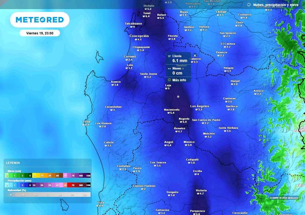 Fuertes lluvias para las Fiestas Patrias 2025 en el Biobío, Meteored, Chile