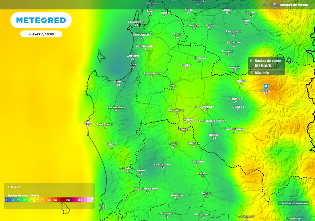 Temperaturas de 20 °C en la Región de Biobío, Meteored, Chile