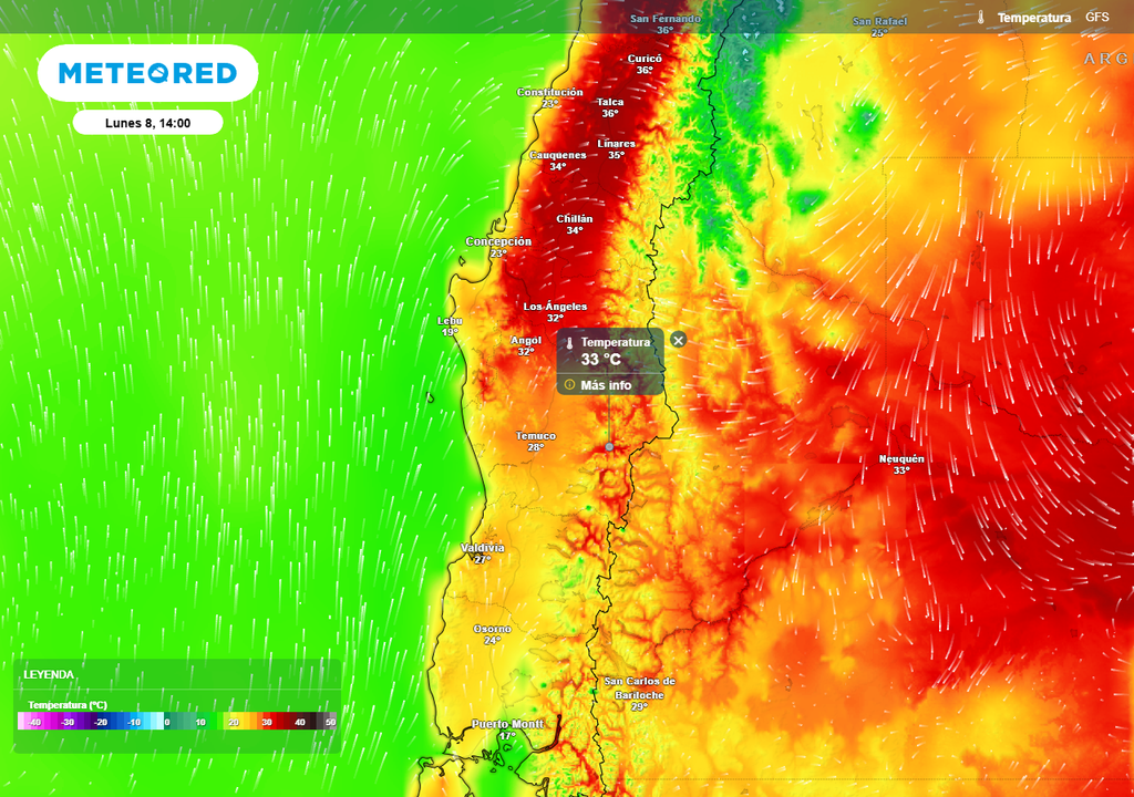Lunes 08 diciembre 2025 calor extremo entre Ñuble y Los Ríos, Meteored, Chile Lunes 08 diciembre 2025 calor extremo entre Ñuble y Los Ríos, Meteored, Chile