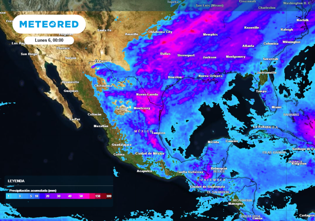 Lluvias acumuladas se concentran en el Noreste, Golfo y Sureste, mientras el resto del país presenta precipitaciones mas dispersas en los próximos días.