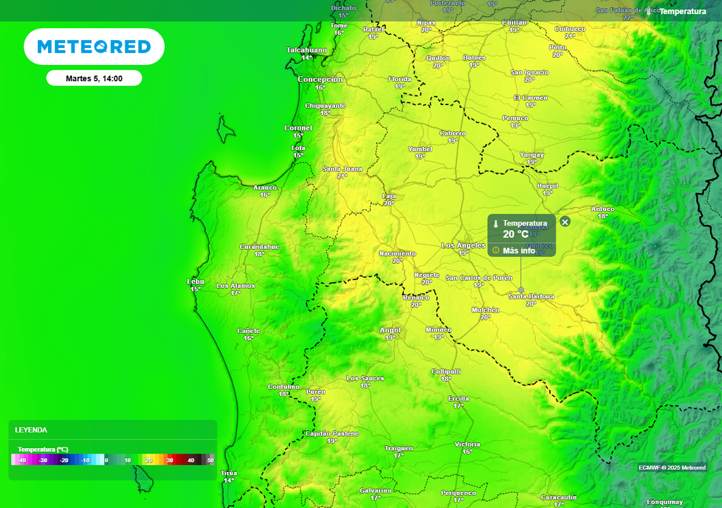 Temperaturas sobre los 20 °C en el Biobío, Meteored, Chile Temperaturas sobre los 20 °C en el Biobío, Meteored, Chile