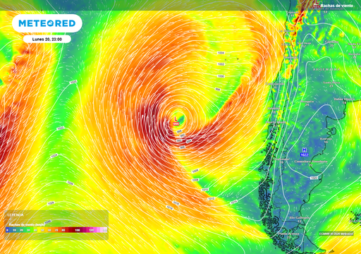 Meteored pronostica temporal con rachas de 100 km/h y fuertes lluvias para la pr&oacute;xima semana en Chile centro-sur