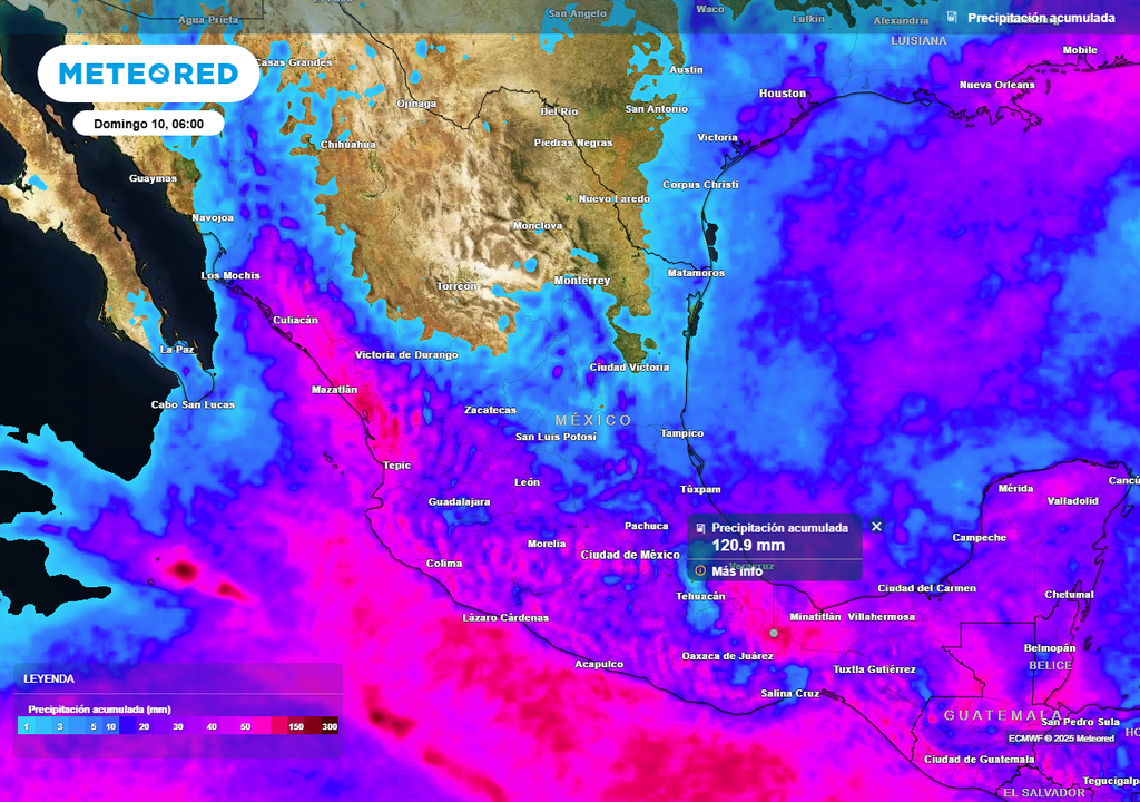 Acumulado de precipitaciones en milímetros