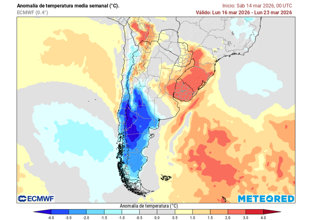 anomalías de temperaturas El aire frío se hará notar esta semana no sólo en el sur, sino que su influencia alcanzará también la zona central.