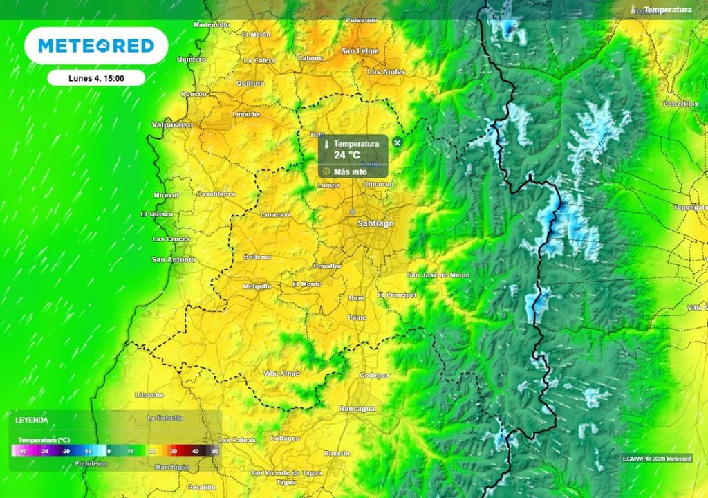 Las máximas estarán entre los 24 y 25 grados en la RM durante el lunes, dando una sensación más otoñal en la cuenca capitalina.