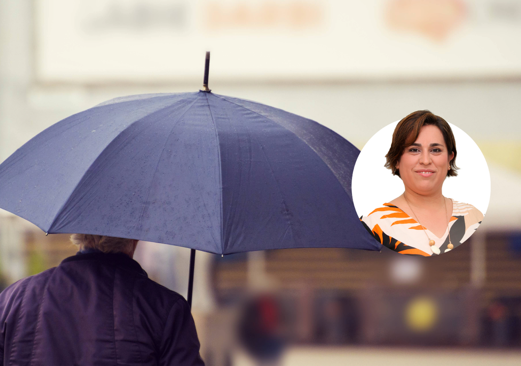 persona con paraguas y foto de experto Viviana Urbina