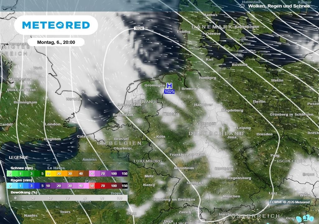 Am Ostersonntag liegt ein Hochdruckgebiet genau über Deutschland und sorgt für einen sehr warmen Osterfeiertag in ganz Deutschland.
