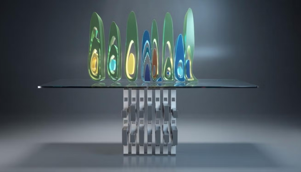 Visualización de cómo una subsuperficie fonónica enrollada (estructura gris debajo) y superresonante estabiliza el flujo en un amplio rango de frecuencias. Crédito: Hussein et al./Universidad de Colorado Boulder.