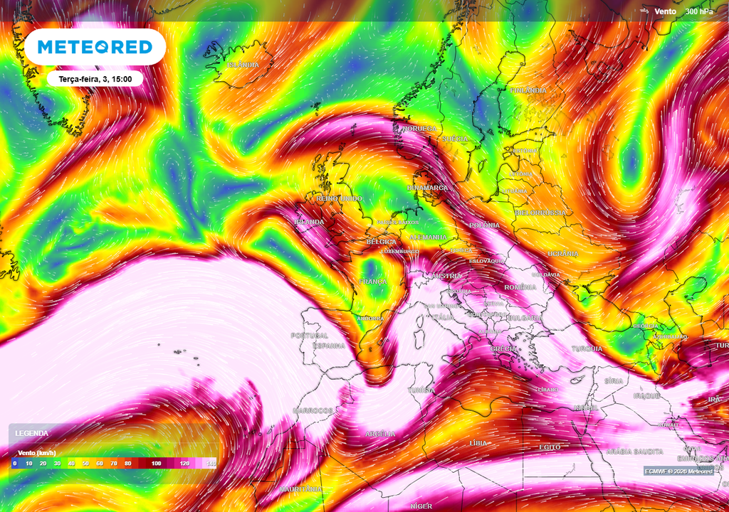 O jato polar continuará a circular sobre as latitudes muito meridionais e a produzir ondulações significativas, favorecendo as entradas de ar frio.
