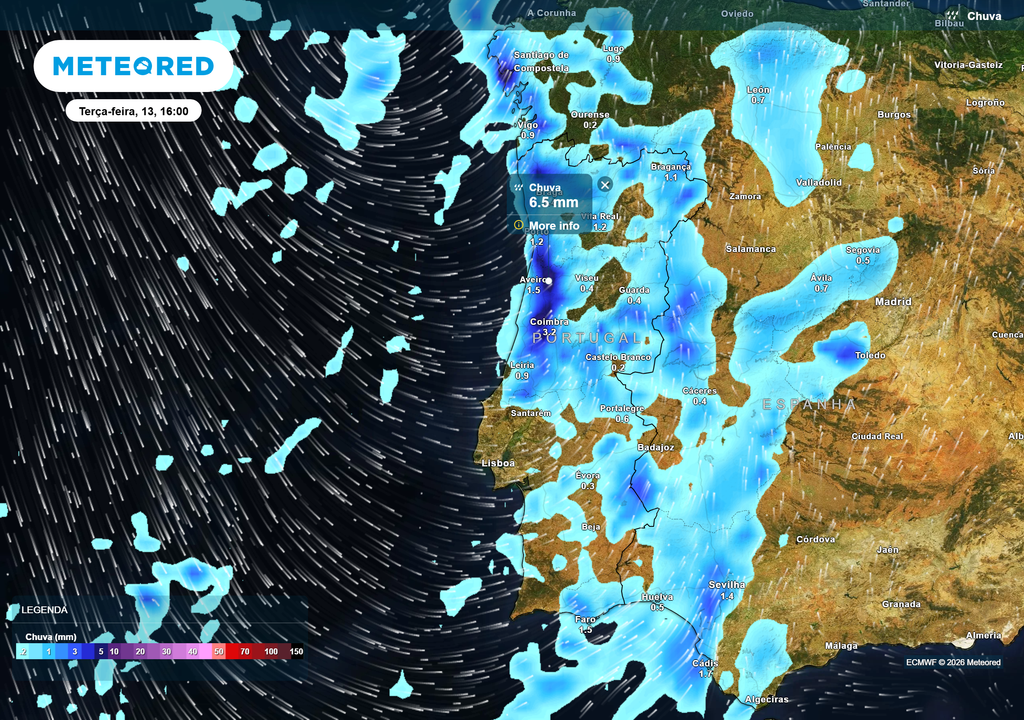 Mapa atmosférico: Chuva