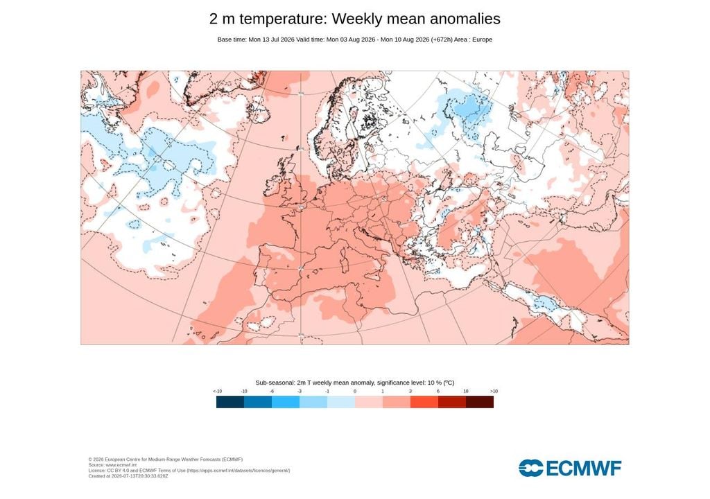 Apesar da persistência de temperaturas acima da média, tudo indica que as anomalias térmicas positivas tenderão a diminuir à medida que a canícula for decorrendo. Não obstante, nem mesmo isso exclui a possibilidade de ocorrência de uma onda de calor.