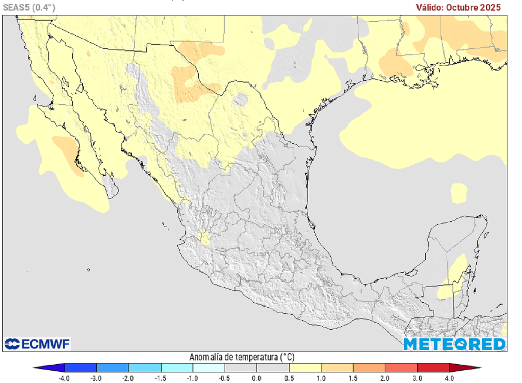 Anomalía de temperaturas en grados Celsius