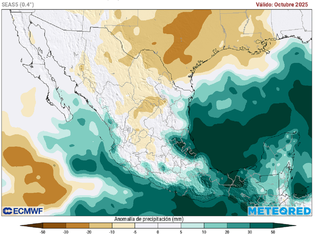 Anomalía de precipitaciones en milímetros