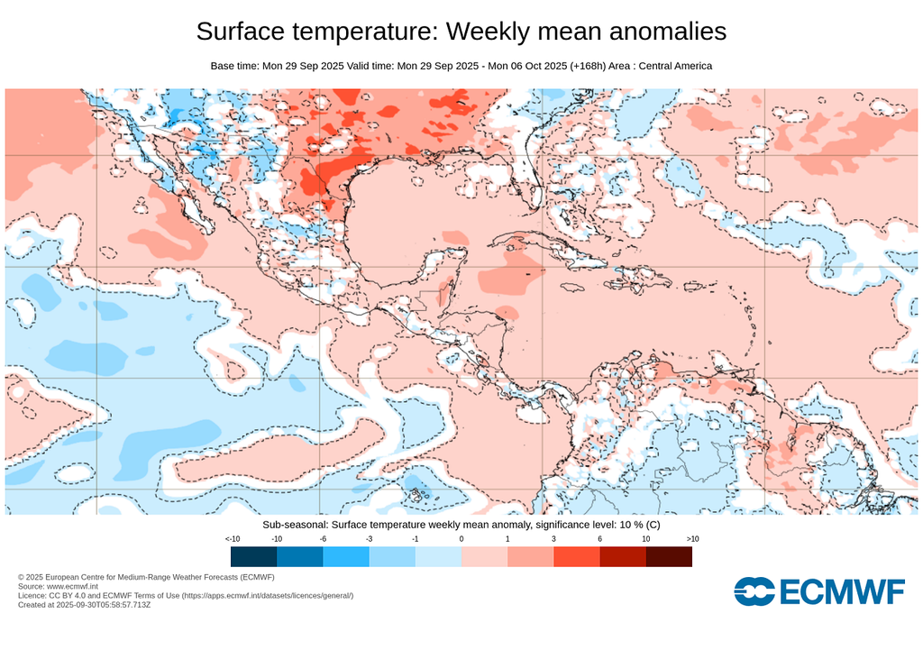 Anomalía de temperaturas en grados Celsius