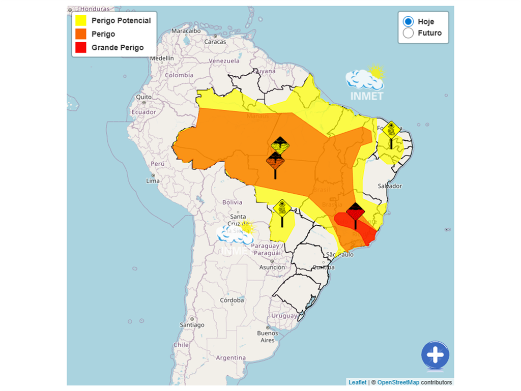Alerta do INMET para esta sexta-feira (23) e sábado (24).