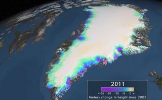 Midiendo los cambios de elevación en la capa de hielo de Groenlandia