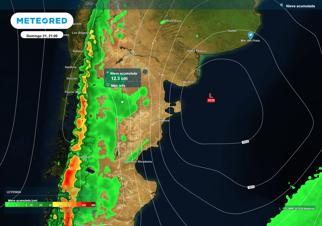 Nieve acumulada__Domingo 21 21 Nieve acumulada para el domingo 21 de Junio a las 21 h según el modelo ECMWF.