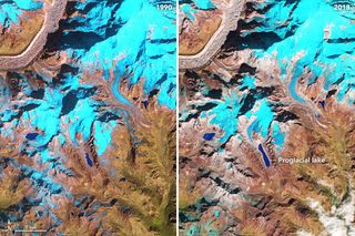 Mientras se derrite un glaciar del Himalaya, crece un lago