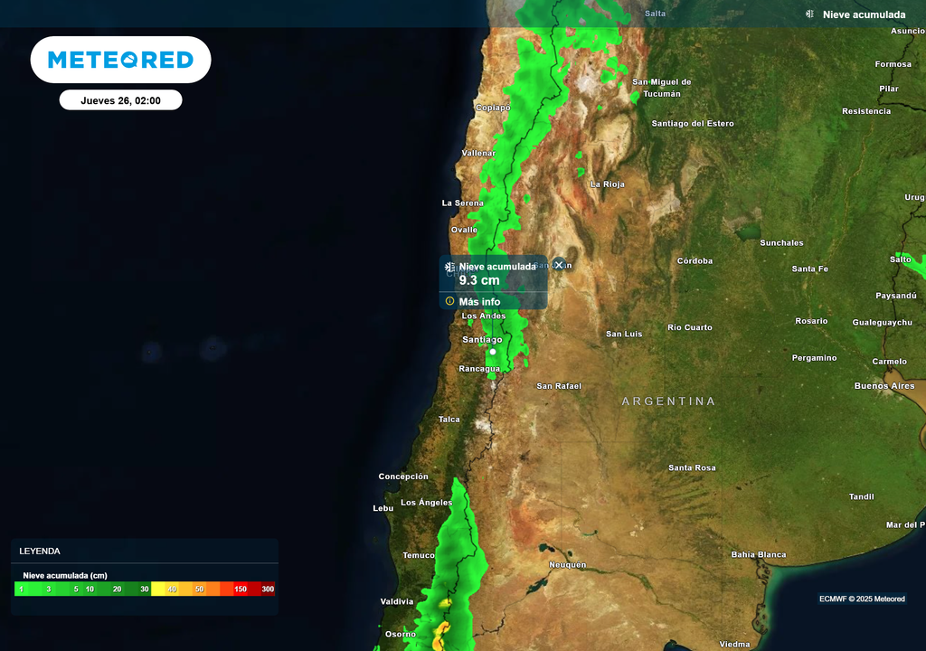 mapa de nieve acumulada.