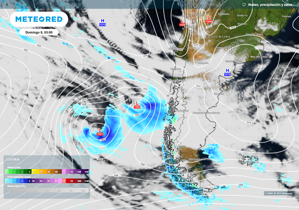 mapa de lluvia y nieve.