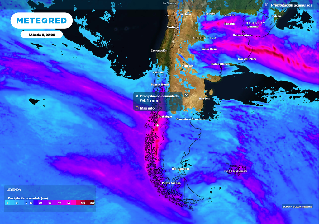mapa de precipitación acumulada.