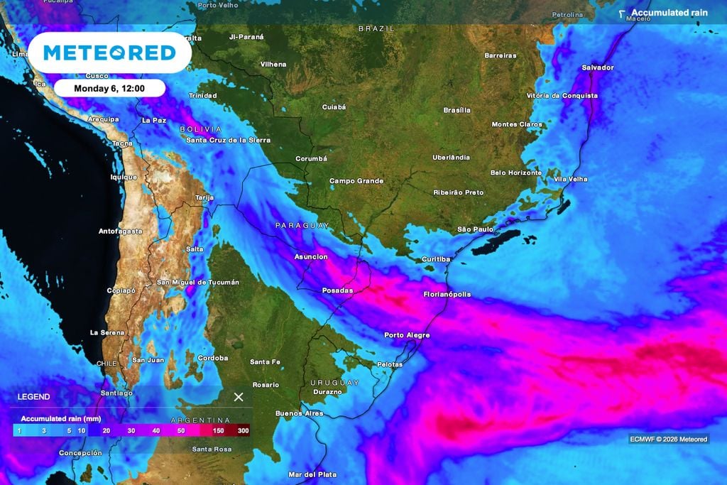 MS, risco, precipitação Até segunda-feira, a chuva mais volumosa segue concentrada entre o Paraná, Santa Catarina e o norte do Rio Grande do Sul, enquanto o sul de MS fica na borda da instabilidade e com risco menor.