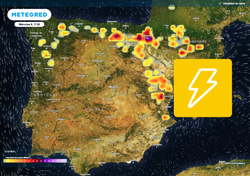 A partir de las 15 horas crecerá un arco de tormentas entre Asturias y la Comunidad Valenciana