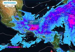 Tormentas de hasta 200 mm y rachas intensas de viento de hasta 100 km/h en el Sur y Sureste