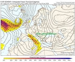 Una dana y un intenso río atmosférico de humedad se podrían desarrollar en los próximos días en el Mediterráneo