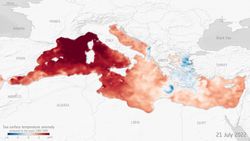 El Mar Mediterráneo golpeado por una ola de calor marina histórica