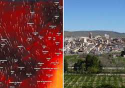 El modelo GFS adelanta 45 ºC en estas zonas de la Región de Murcia y de la Comunidad Valenciana este miércoles 15