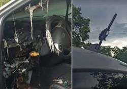 Camionnette détruite par la foudre : faut-il rester dans sa voiture ?