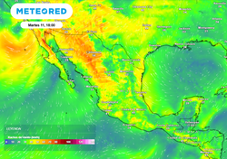 Este martes llegan un nuevo Frente Frío con su masa de aire a México, generando lluvias y vientos de hasta 100 km/h