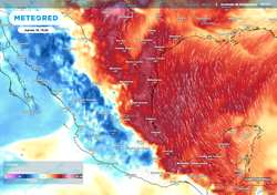 Intenso calor con bochorno superando 50 °C en próximas horas sobre el Golfo de México, previo a intensas lluvias