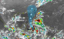 La tormenta tropical Ian en proceso de intensificación explosiva tropical
