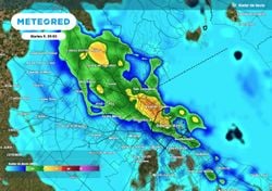 Lluvias intensas de más de 50 mm sorprenden este martes 9 en el AMBA