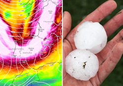 Este domingo dejará tormentas con lluvias muy fuertes y granizo grande en España