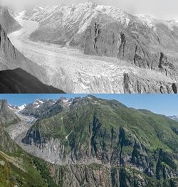 Retroceso histórico de los glaciares suizos