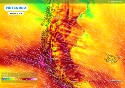 Alerta naranja por vientos de más de 100 km/h en el sur de Argentina