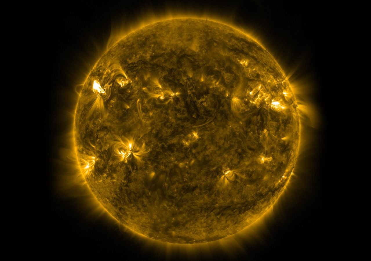 Vista de las regiones activas en el Sol por el Observatorio de Dinámica Solar de la NASA. Image: NASA/SDO/AIA