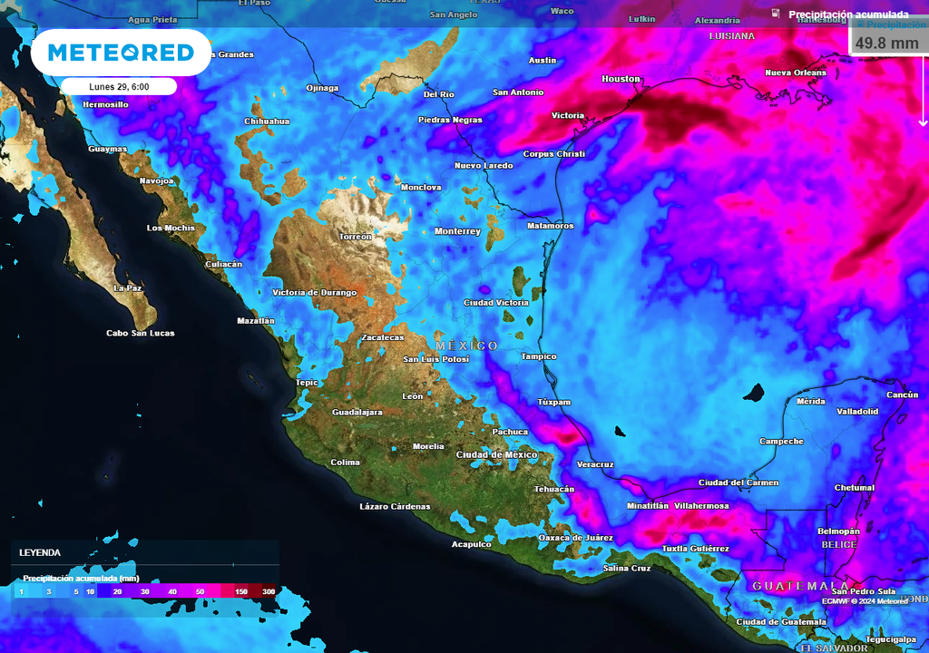 Acumulado de lluvias en milímetros