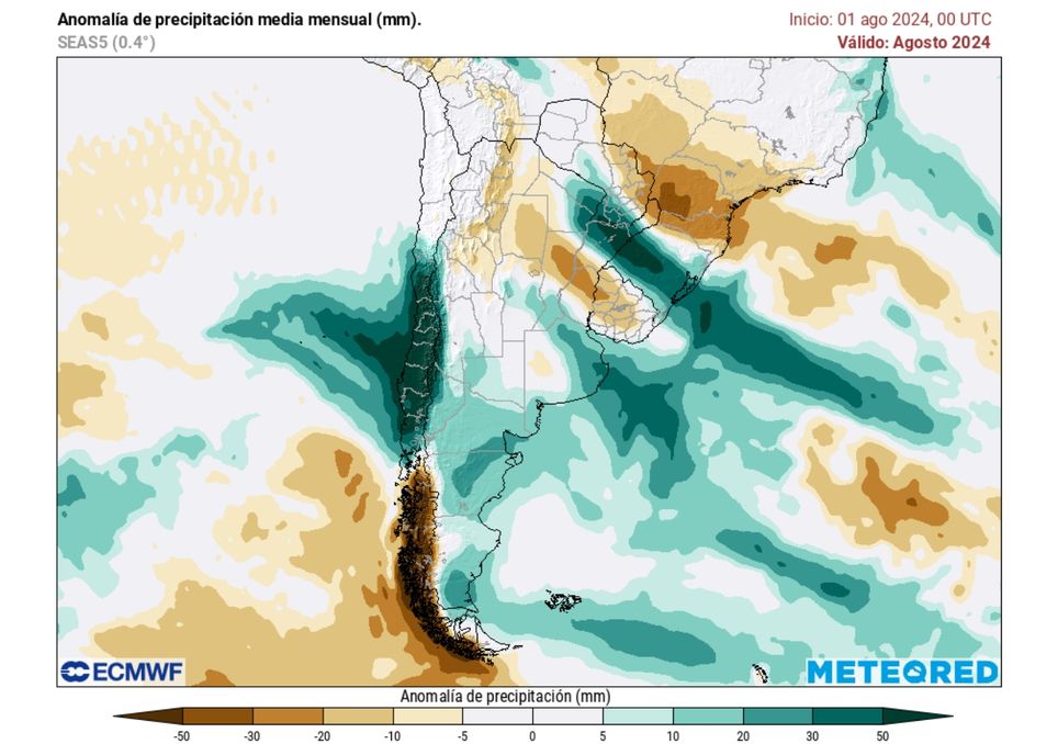 pronóstico climático de precipitaciones para el mes de agosto