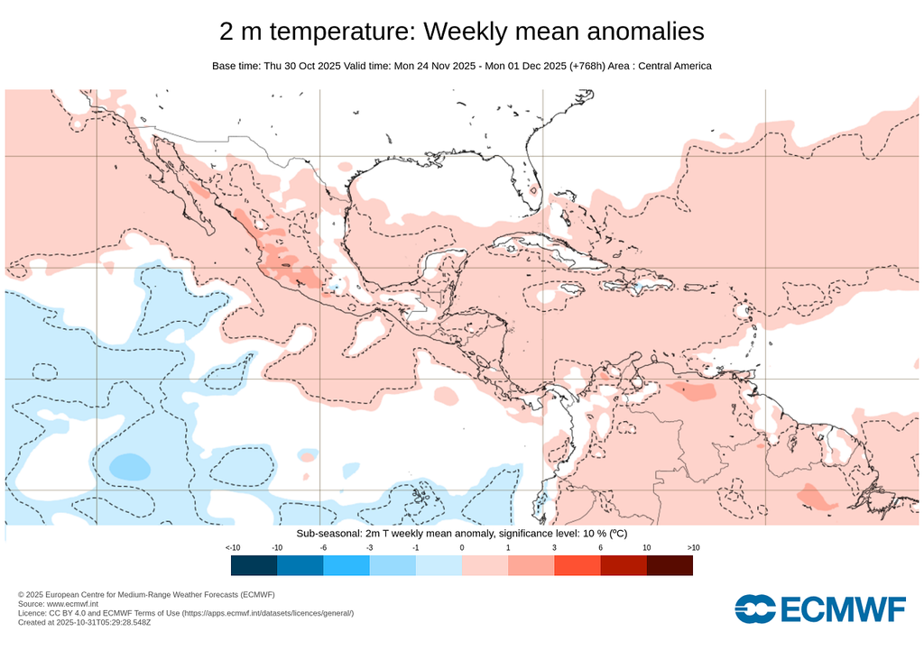 Anomalía de temperaturas en grados Celsius