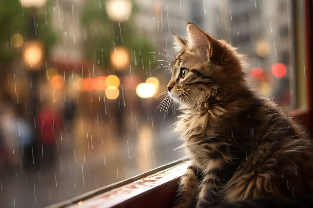 gato mirando por la ventana como cae la lluvia