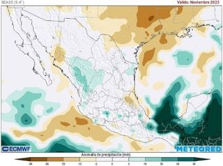 El modelo de referencia en Meteored muestra a noviembre con periodos de lluvia en México: ¿qué zonas se beneficiarán?